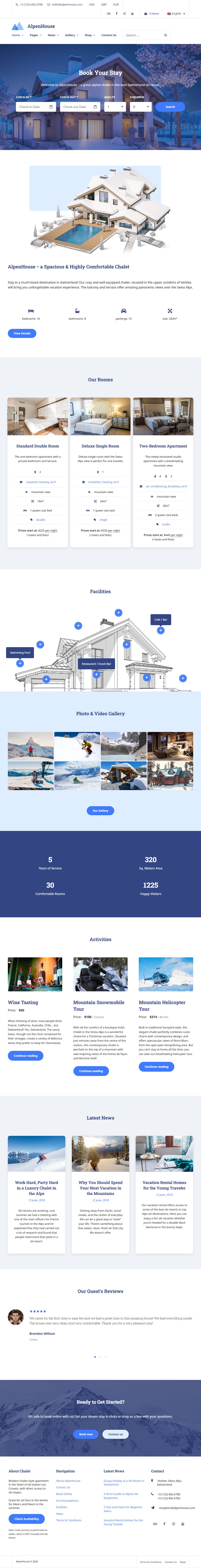 AlpenHouse – Premium Responsive Apartment Booking WordPress Theme theme — Tablet preview