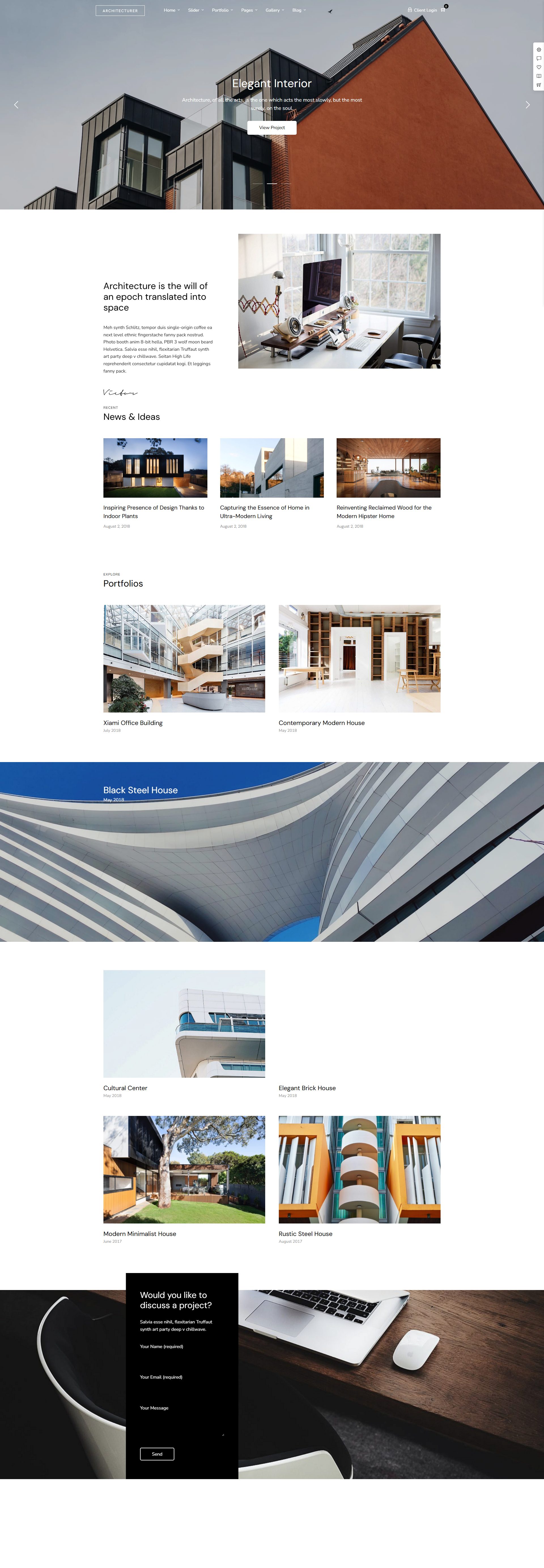 Architecturer – Premium Responsive Interior Design & Architecture WordPress Theme theme — Desktop preview
