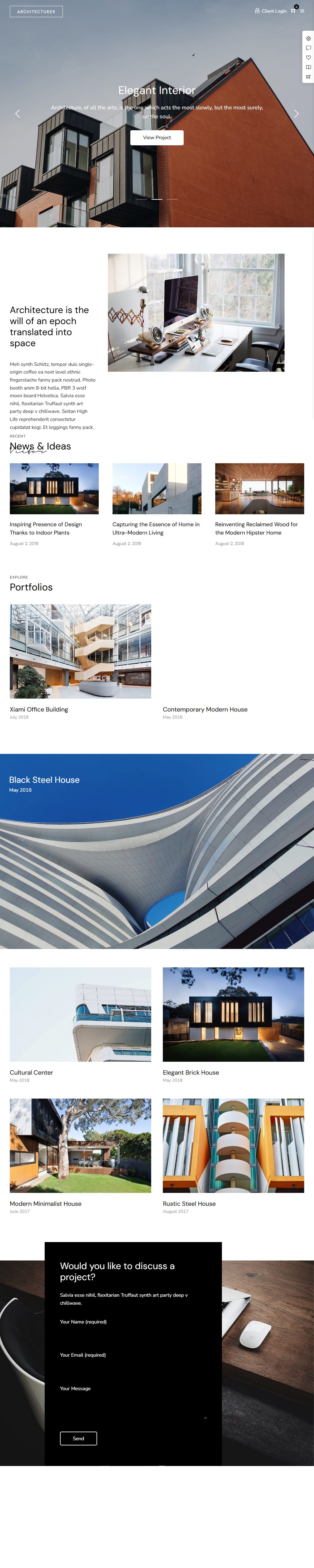 Architecturer – Premium Responsive Interior Design & Architecture WordPress Theme theme — Tablet preview