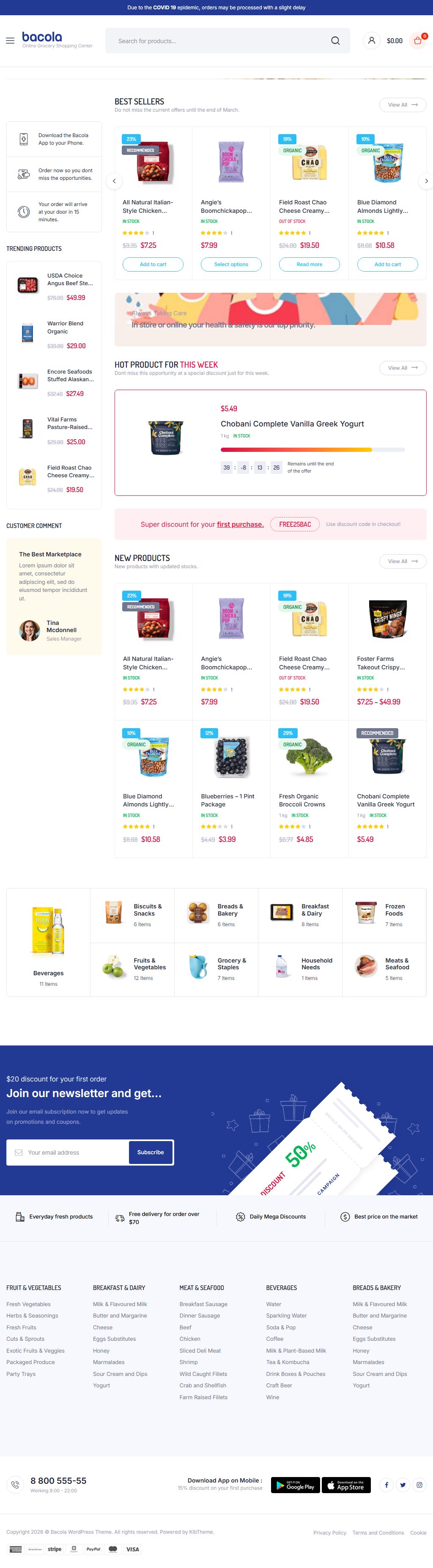 Bacola – Premium Responsive Grocery Store WooCommerce WordPress Theme theme — Tablet preview