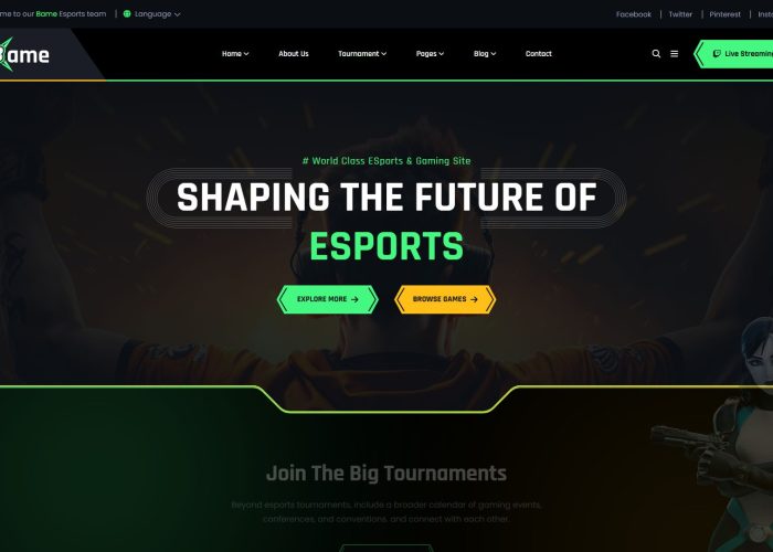 Bame – Premium Responsive Gaming WordPress Theme