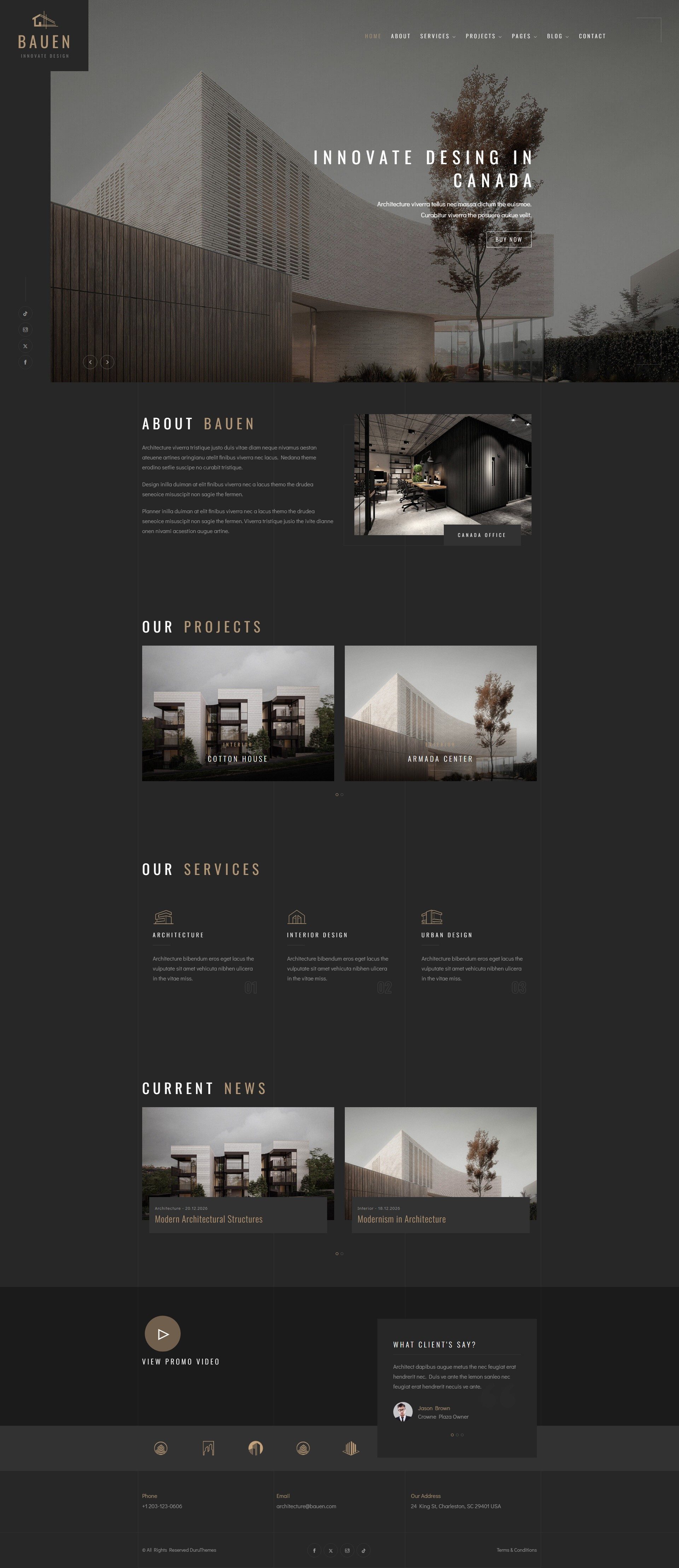 Bauen Dark Mode Architecture HTML Template