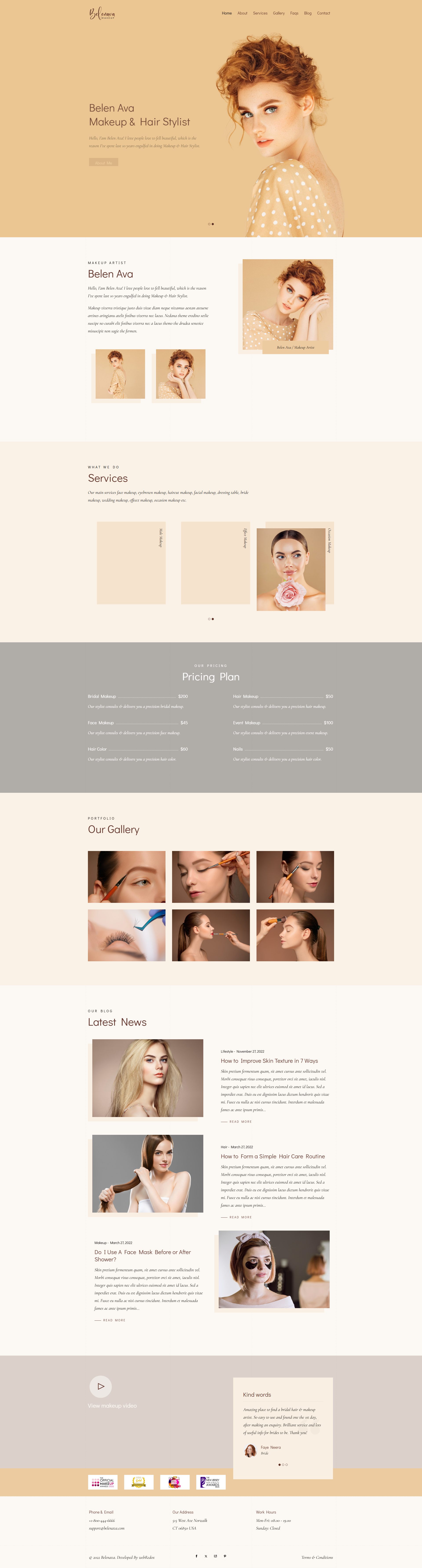 Belenava – Premium Responsive Makeup Artist WordPress Theme theme — Desktop preview