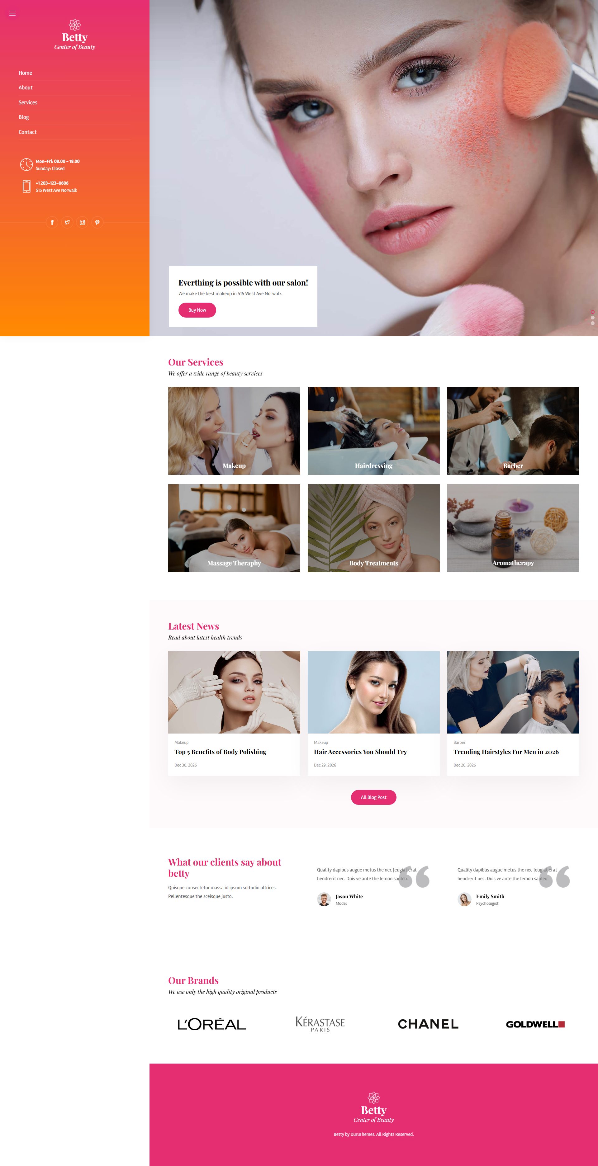 Betty – Premium Responsive Beauty Salon & Makeup HTML5 Template theme — Desktop preview