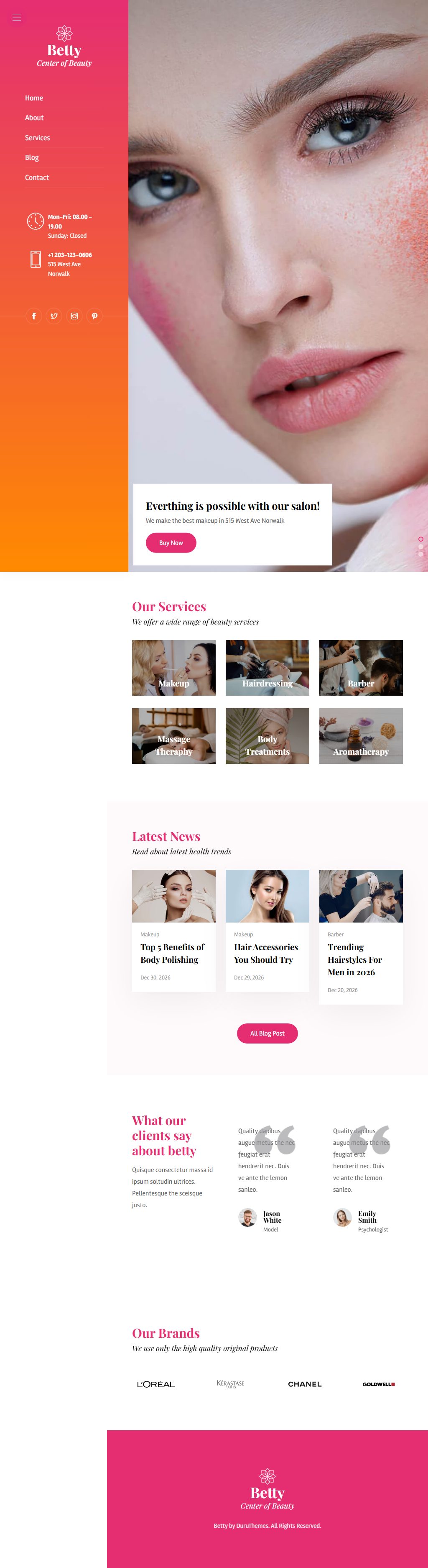 Betty – Premium Responsive Beauty Salon & Makeup HTML5 Template theme — Tablet preview