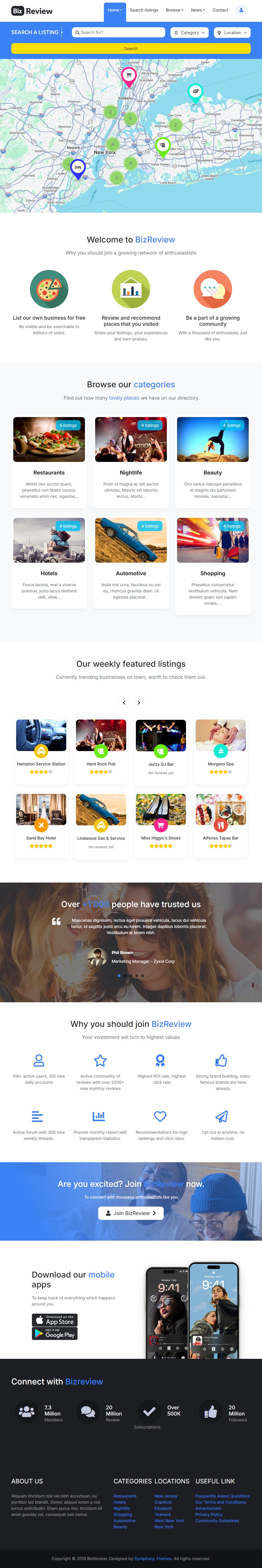 BizReview – Premium Responsive Directory Listing Drupal 11 Theme theme — Tablet preview