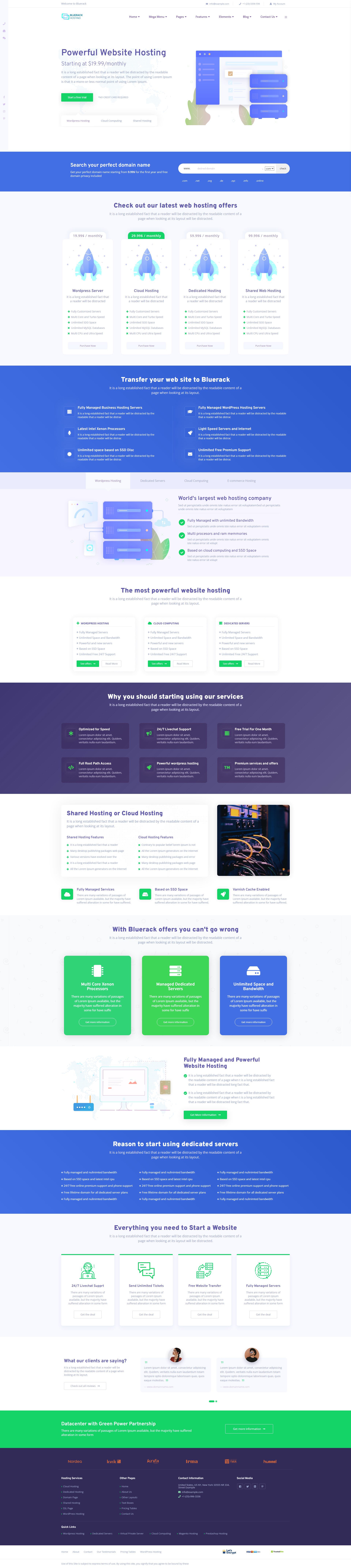 Bluerack – Premium Responsive Modern Hosting WordPress Theme theme — Desktop preview