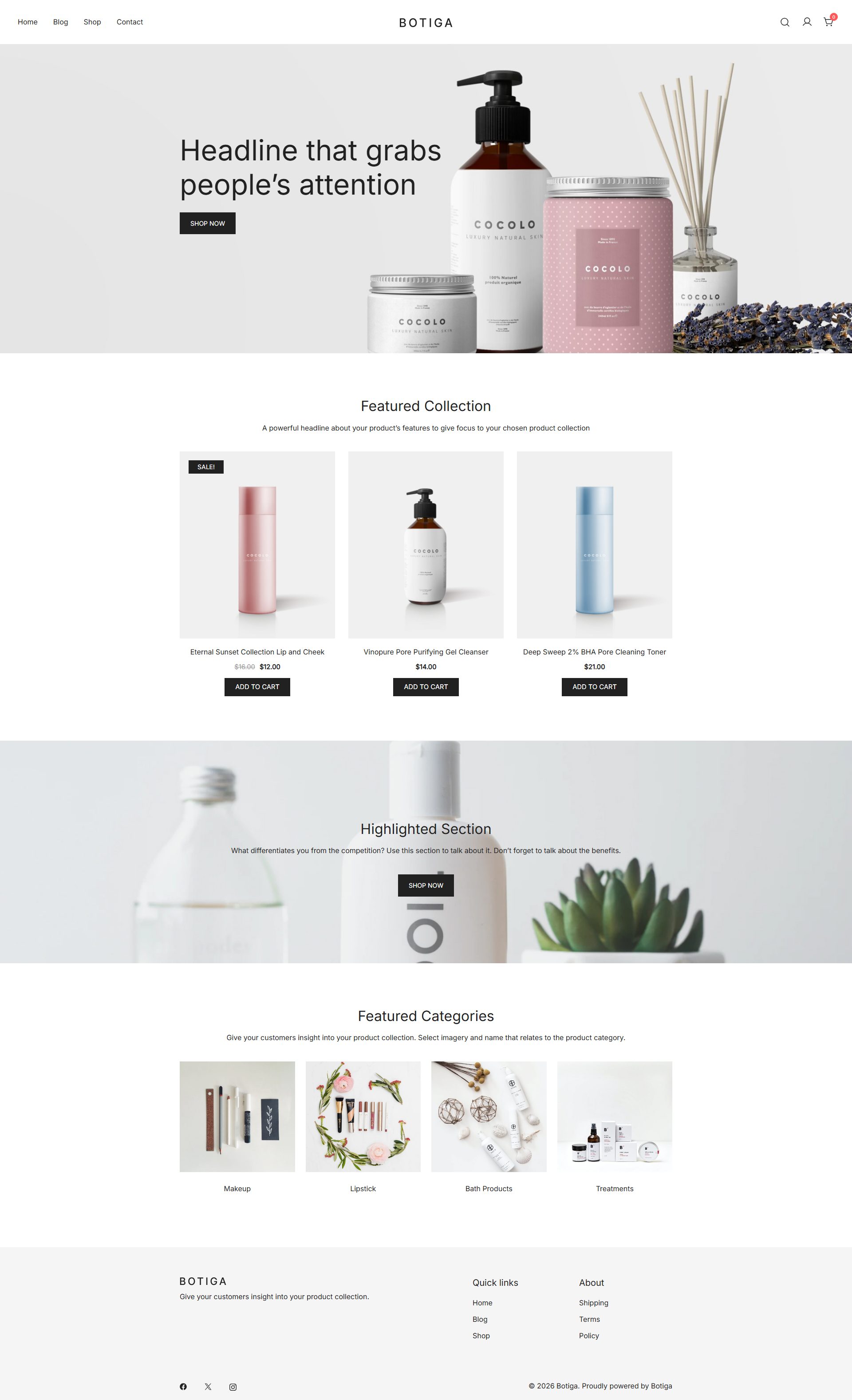 Botiga theme — Desktop preview
