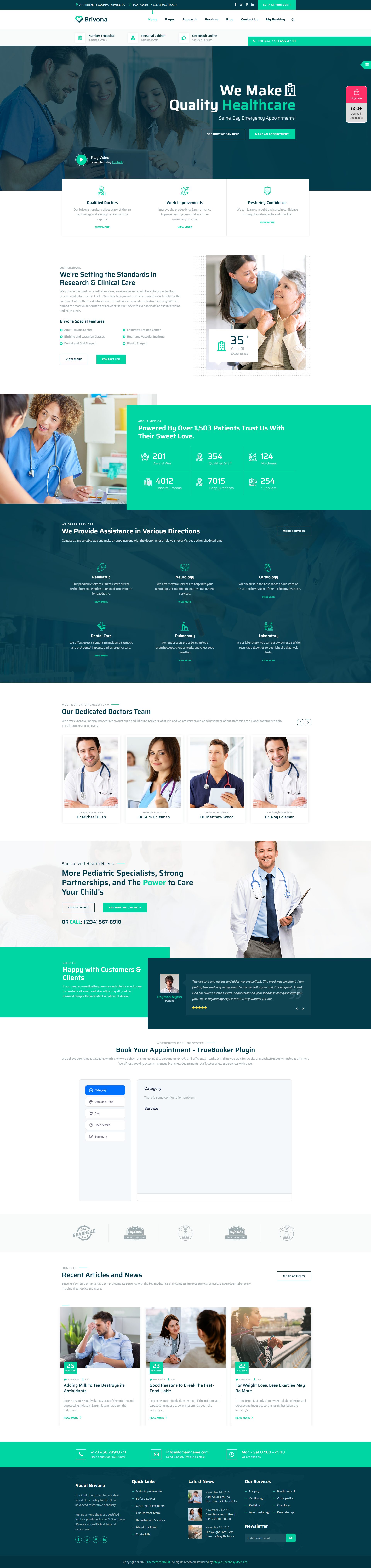 Brivona – Premium Responsive Clinic Appointment WordPress Theme theme — Desktop preview