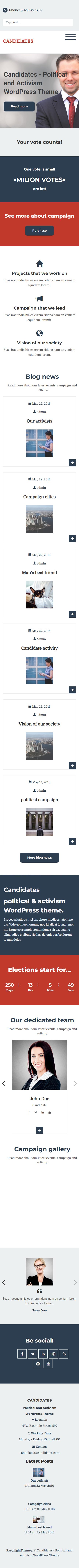 Candidates – Premium Responsive Political and Activism WordPress Theme theme — Mobile preview