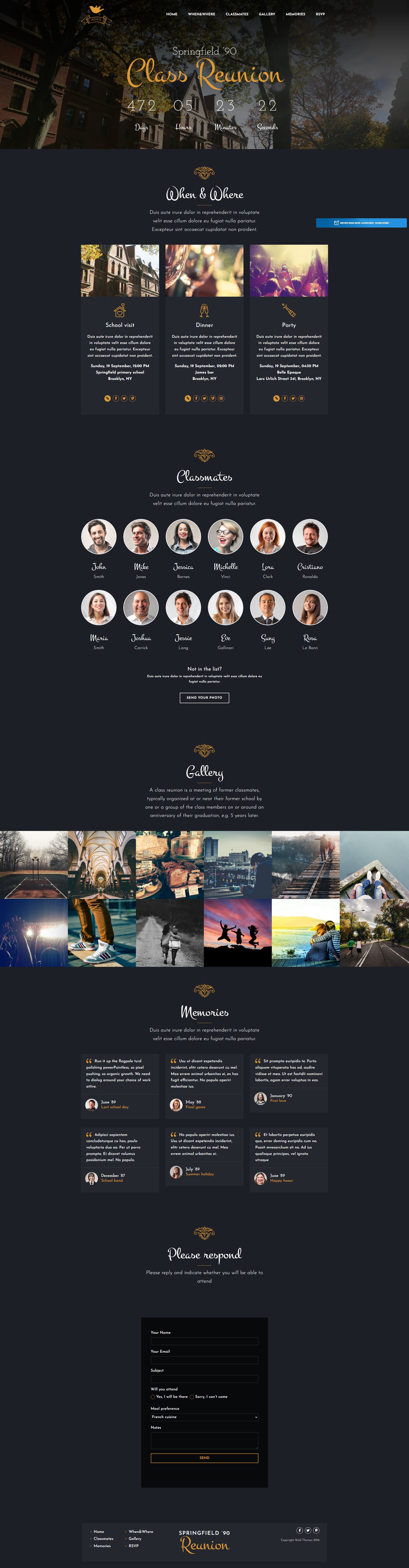 Celebration Wedding and Class Reunion WordPress Theme