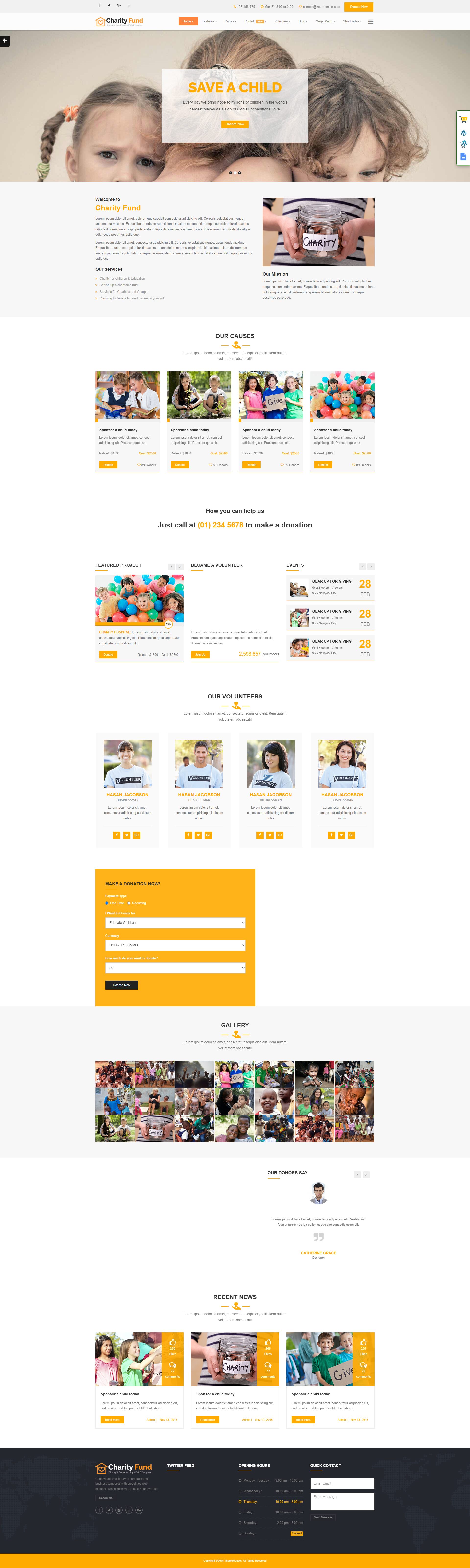 CharityFund – Premium Responsive Nonprofit Charity HTML5 Template theme — Desktop preview