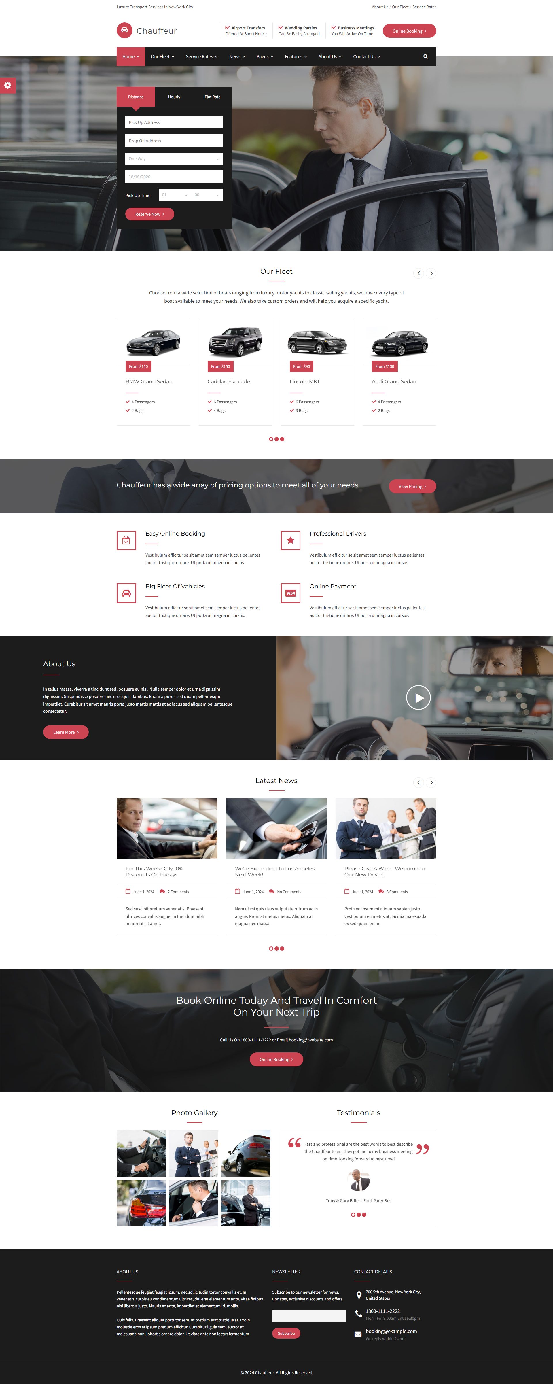 Chauffeur – Premium Responsive Car Hire & Limousine WordPress Theme theme — Desktop preview