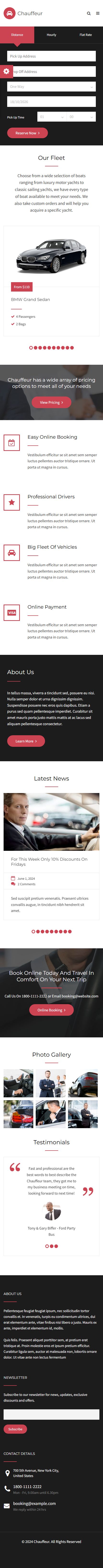 Chauffeur – Premium Responsive Car Hire & Limousine WordPress Theme theme — Mobile preview