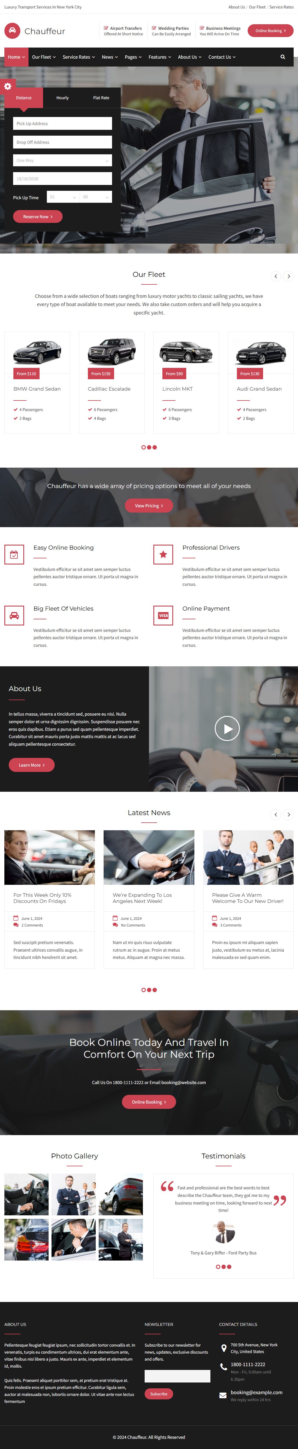 Chauffeur – Premium Responsive Car Hire & Limousine WordPress Theme theme — Tablet preview