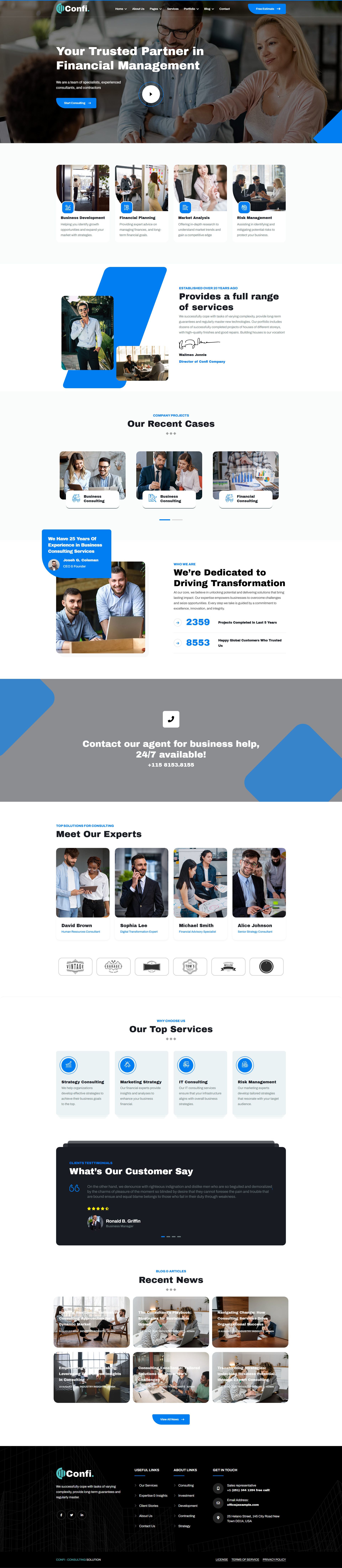 Confi – Premium Responsive Consulting Services Joomla Template theme — Desktop preview