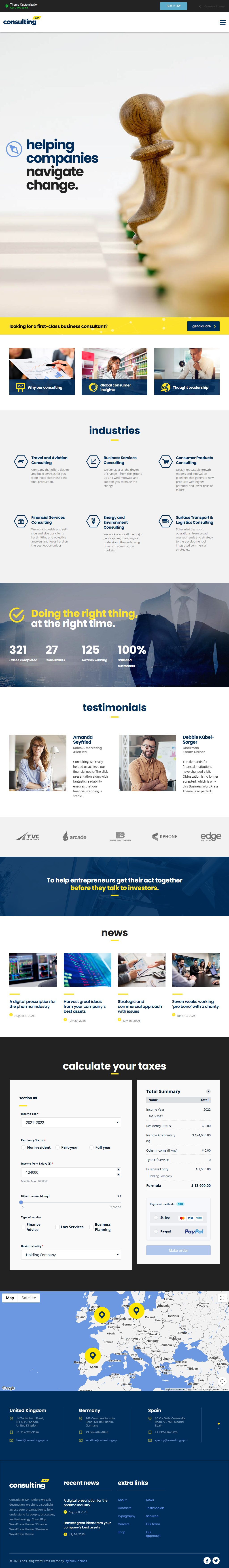 Consulting – Premium Responsive Business & Finance WordPress Theme theme — Tablet preview