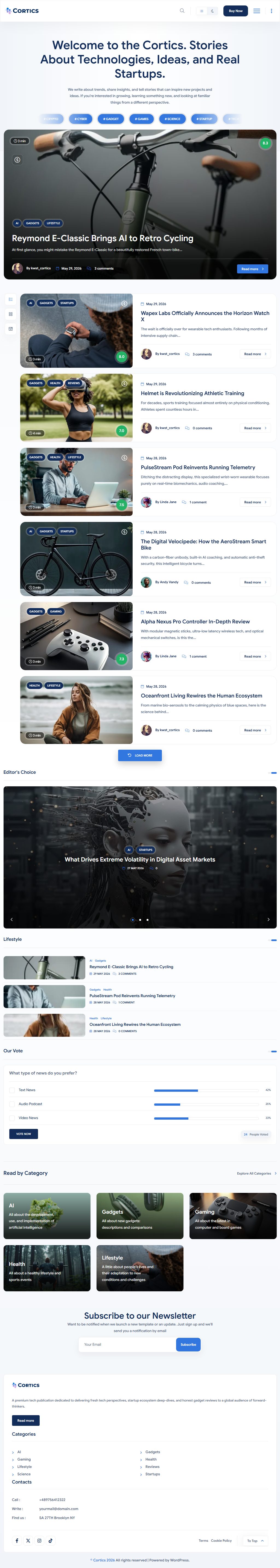 Cortics – Premium Responsive Thematic Blog & Magazine WordPress Theme theme — Tablet preview