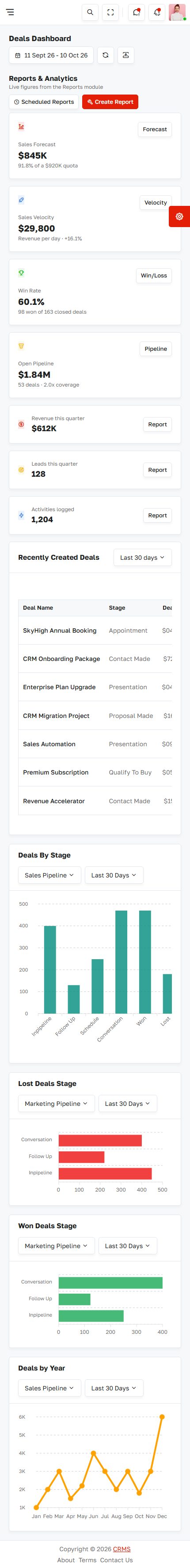 CRMS – Premium Responsive CRM Admin Dashboard HTML5 Template theme — Mobile preview