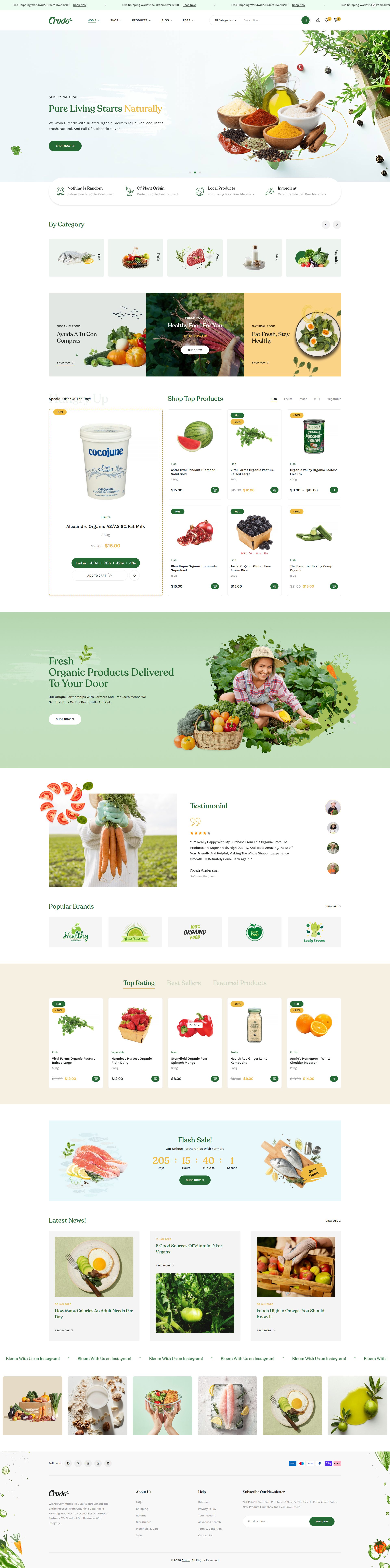Crudo – Premium Responsive Organic Food Store WordPress Theme theme — Desktop preview
