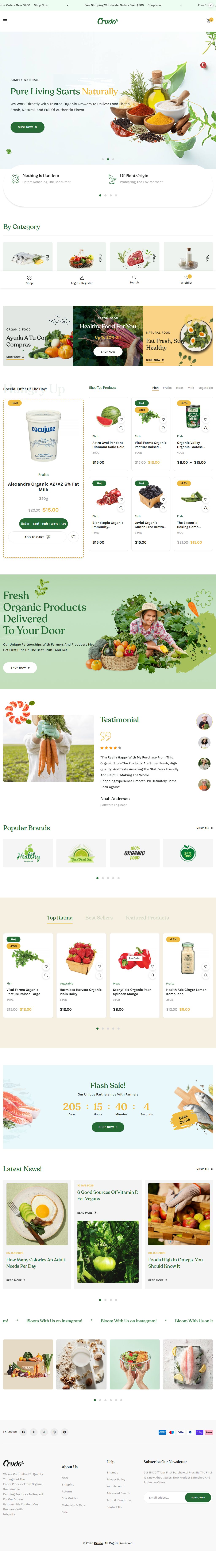 Crudo – Premium Responsive Organic Food Store WordPress Theme theme — Tablet preview