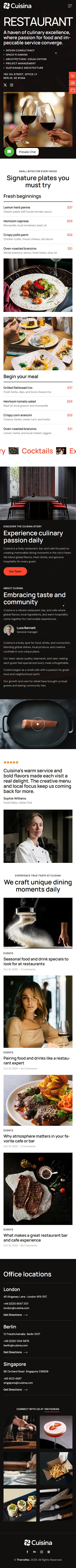 Cuisina – Premium Responsive Restaurant Bar & Cafe WordPress Theme theme — Mobile preview