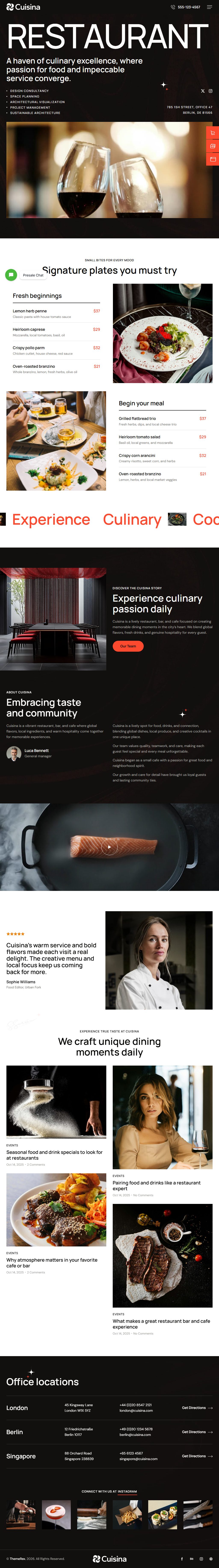 Cuisina – Premium Responsive Restaurant Bar & Cafe WordPress Theme theme — Tablet preview