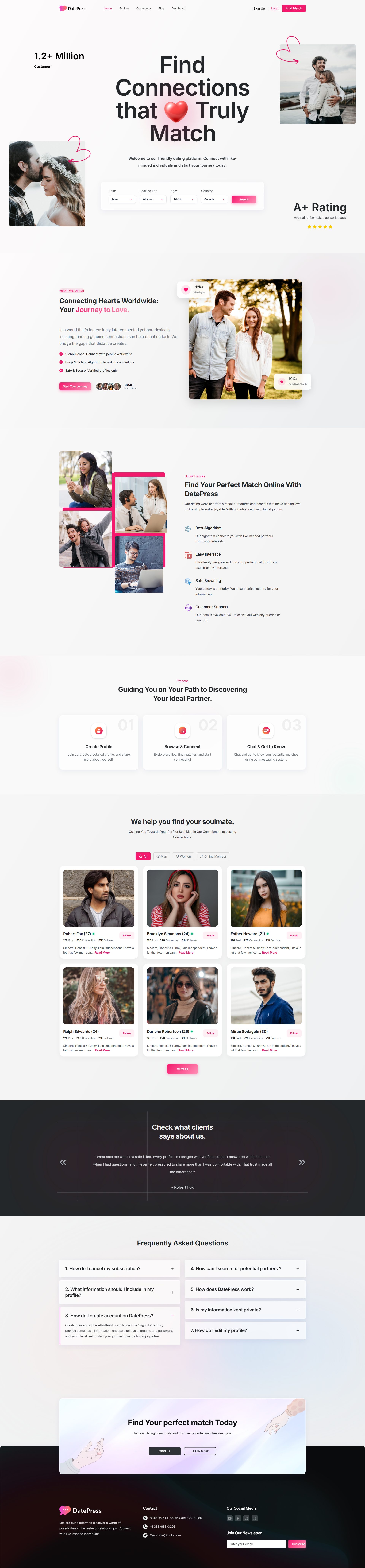 DatePress – Premium Responsive Online Dating & Community HTML5 Template theme — Desktop preview