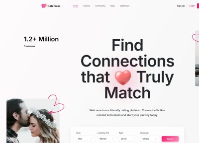 DatePress – Premium Responsive Online Dating & Community HTML5 Template