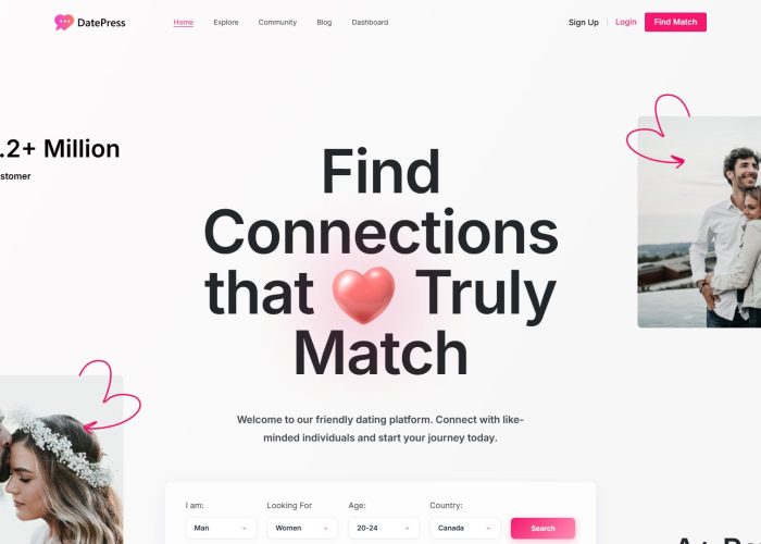 DatePress – Premium Responsive Online Dating & Community HTML5 Template