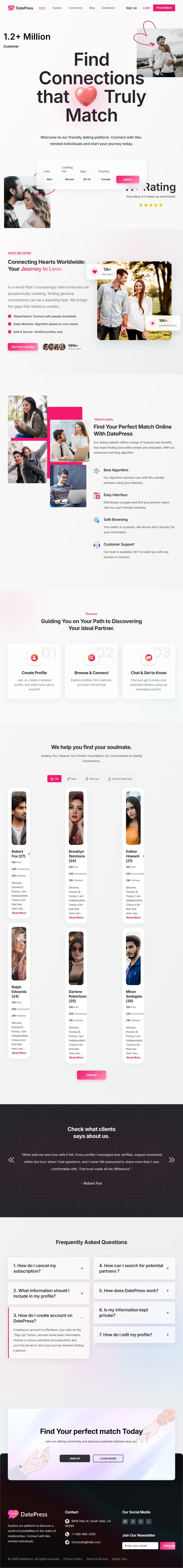 DatePress – Premium Responsive Online Dating & Community HTML5 Template theme — Tablet preview