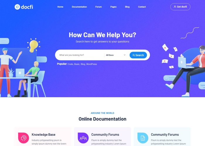 Docfi – Premium Responsive Documentation & Knowledge Base WordPress Theme
