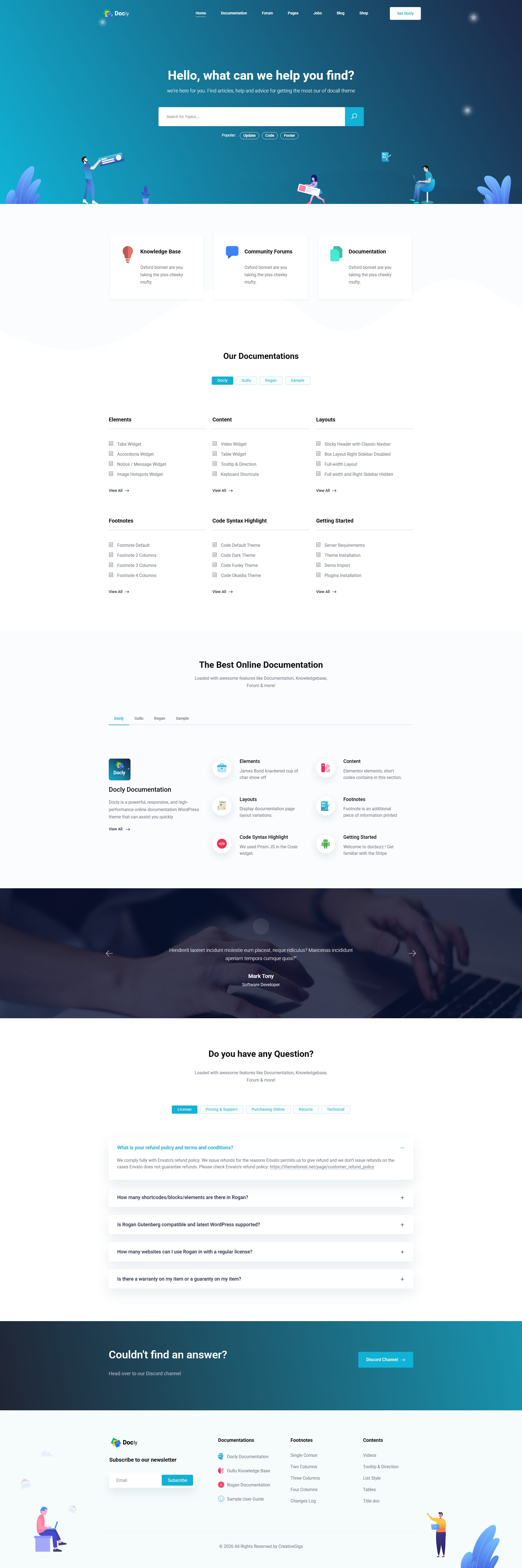Docly – Premium Responsive Documentation & Knowledge Base WordPress Theme theme — Desktop preview