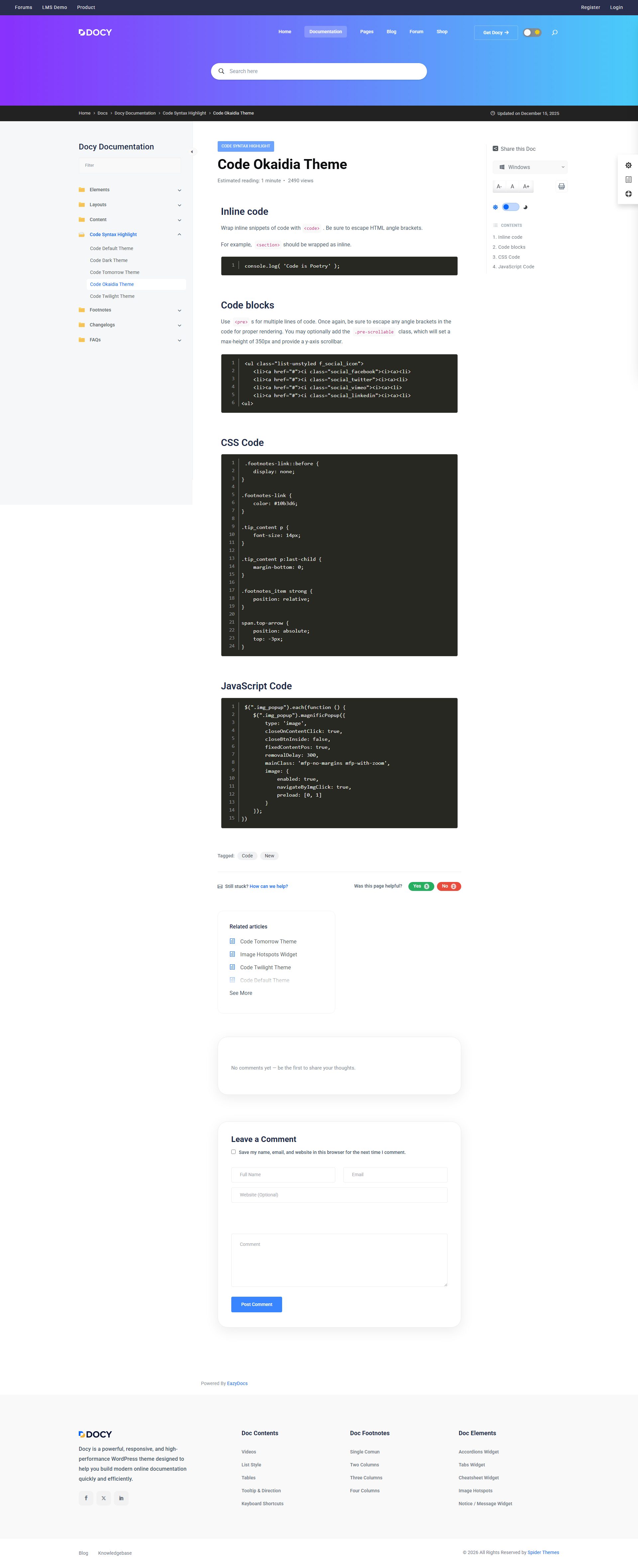 Docy – Premium Responsive Documentation & Knowledge Base WordPress Theme theme — Desktop preview