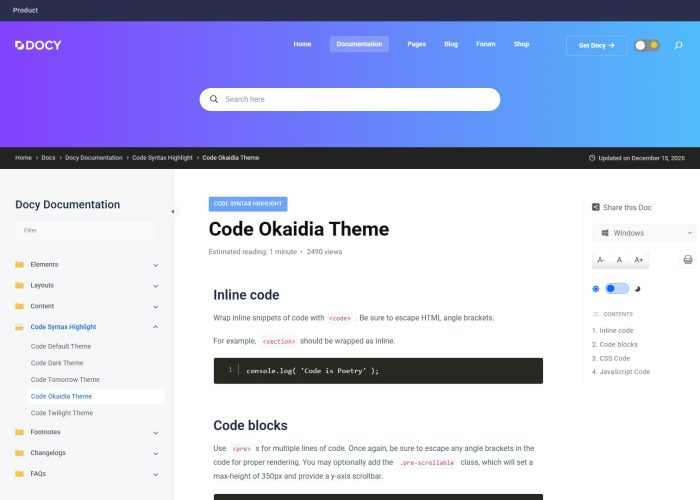 Docy – Premium Responsive Documentation & Knowledge Base WordPress Theme
