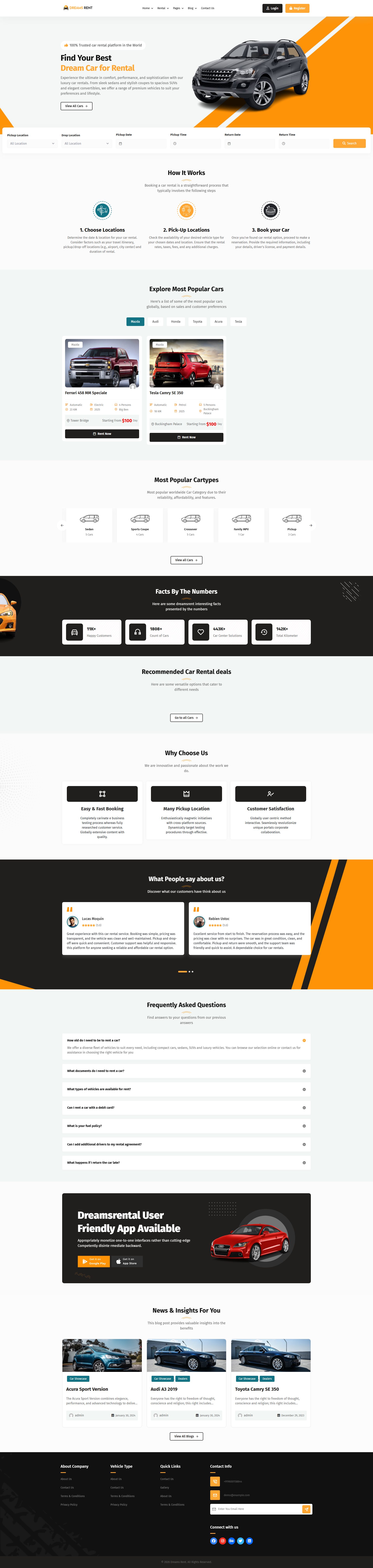 Dreams Rent – Premium Responsive Car Rental WordPress Theme theme — Desktop preview