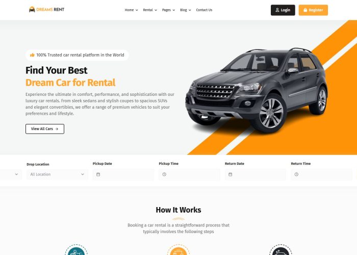 Dreams Rent – Premium Responsive Car Rental WordPress Theme