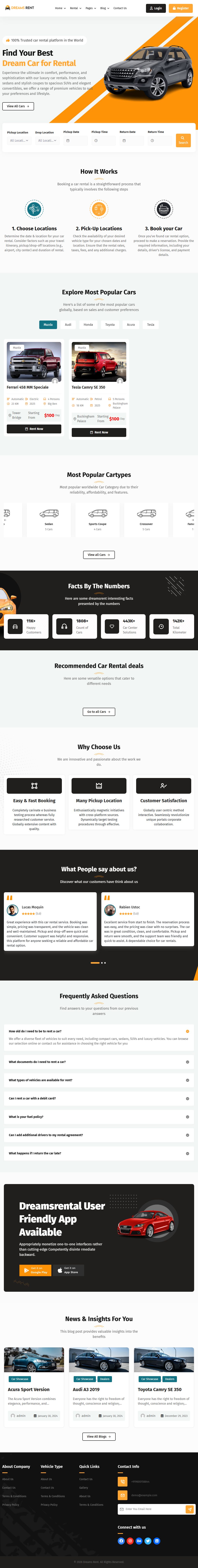 Dreams Rent – Premium Responsive Car Rental WordPress Theme theme — Tablet preview