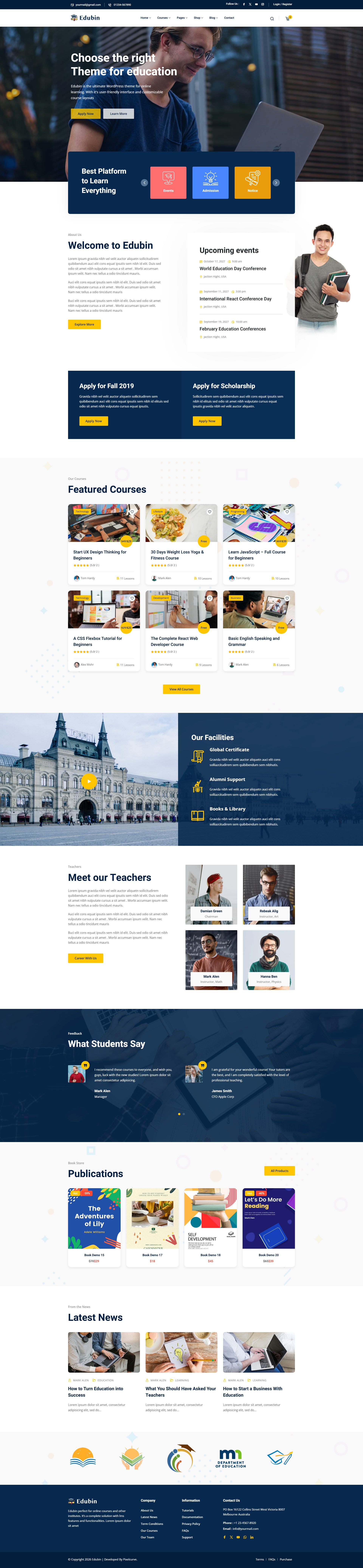 Edubin – Premium Responsive LMS & Education WordPress Theme theme — Desktop preview