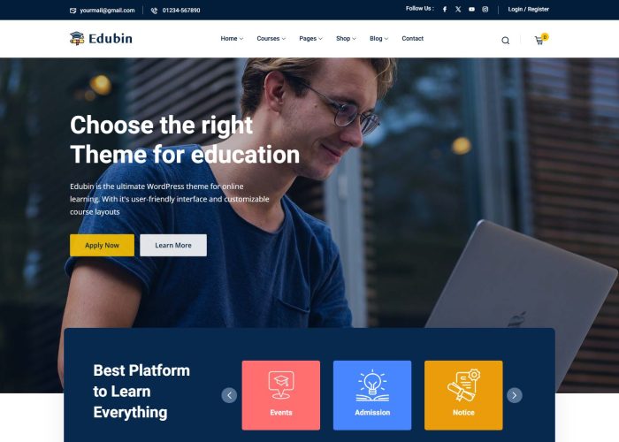 Edubin – Premium Responsive LMS & Education WordPress Theme