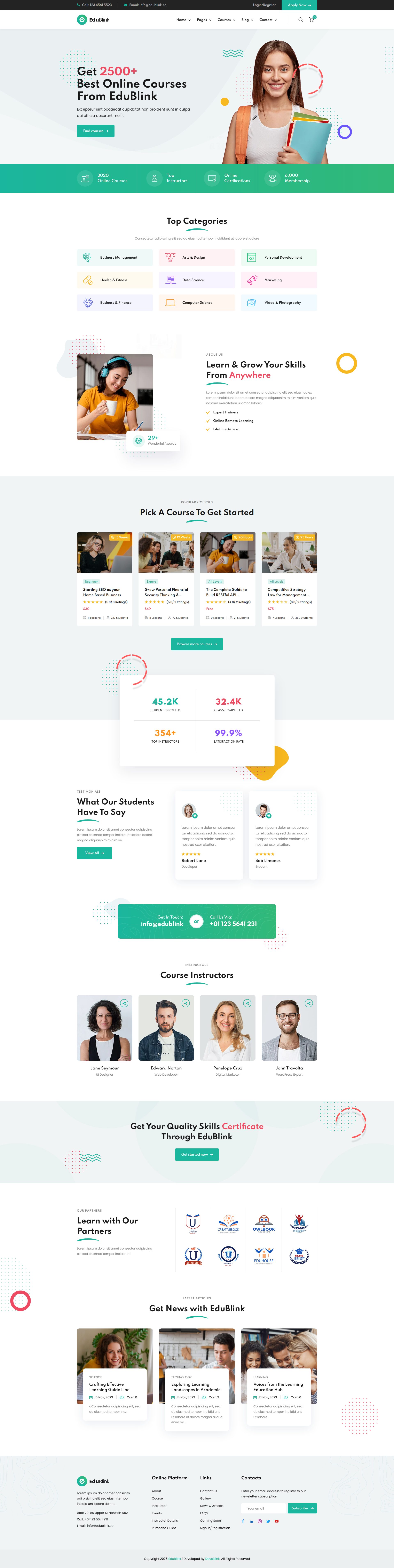 EduBlink – Premium Responsive Online Course & Education WordPress Theme theme — Desktop preview