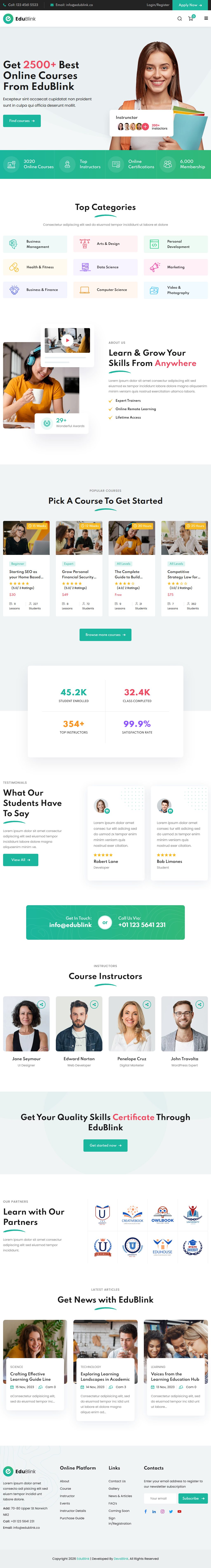 EduBlink – Premium Responsive Online Course & Education WordPress Theme theme — Tablet preview