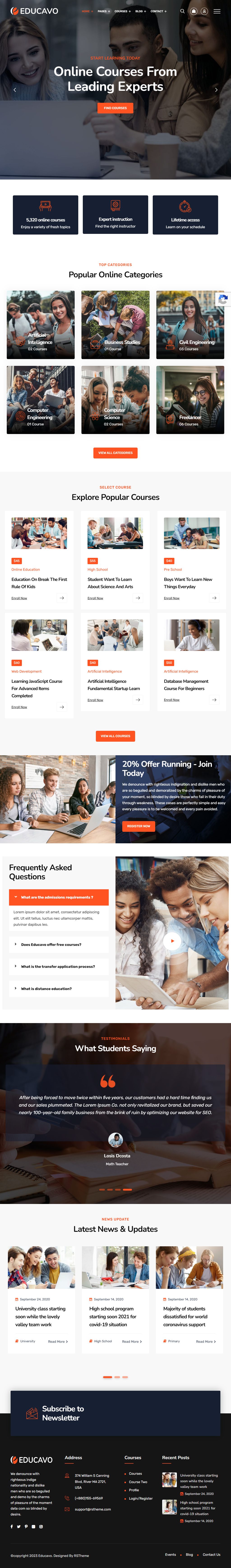 Educavo – Premium Responsive LearnDash Education WordPress Theme theme — Tablet preview