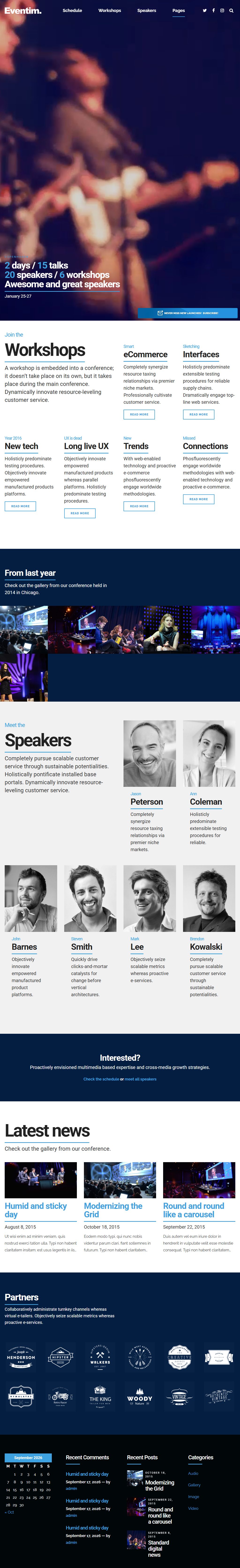 Eventim – Premium Responsive Event and Conference WordPress Theme theme — Tablet preview
