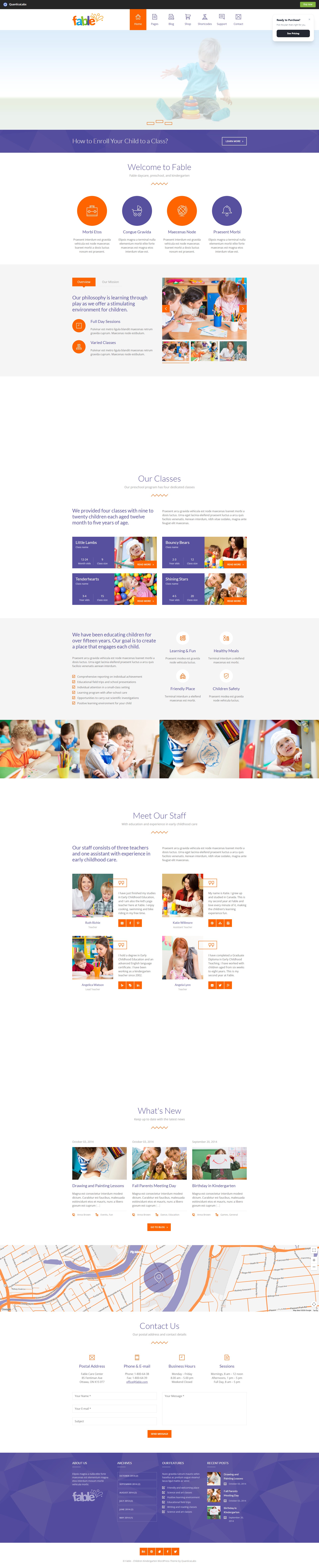 Fable – Premium Responsive Children Kindergarten WordPress Theme theme — Desktop preview