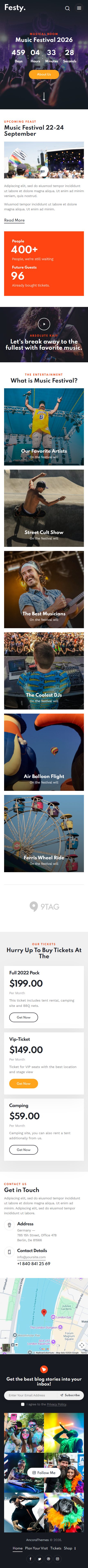 Festy – Premium Responsive Festival, Theme Park and Circus WordPress Theme theme — Mobile preview