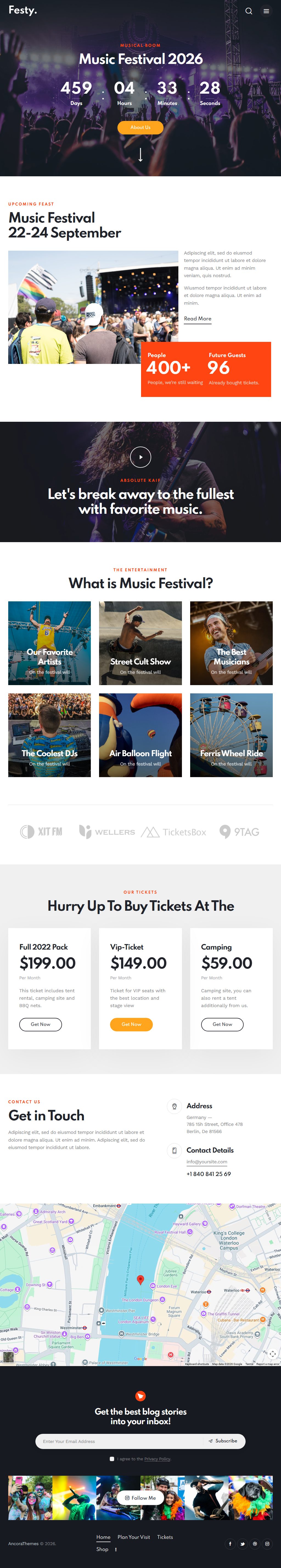 Festy – Premium Responsive Festival, Theme Park and Circus WordPress Theme theme — Tablet preview