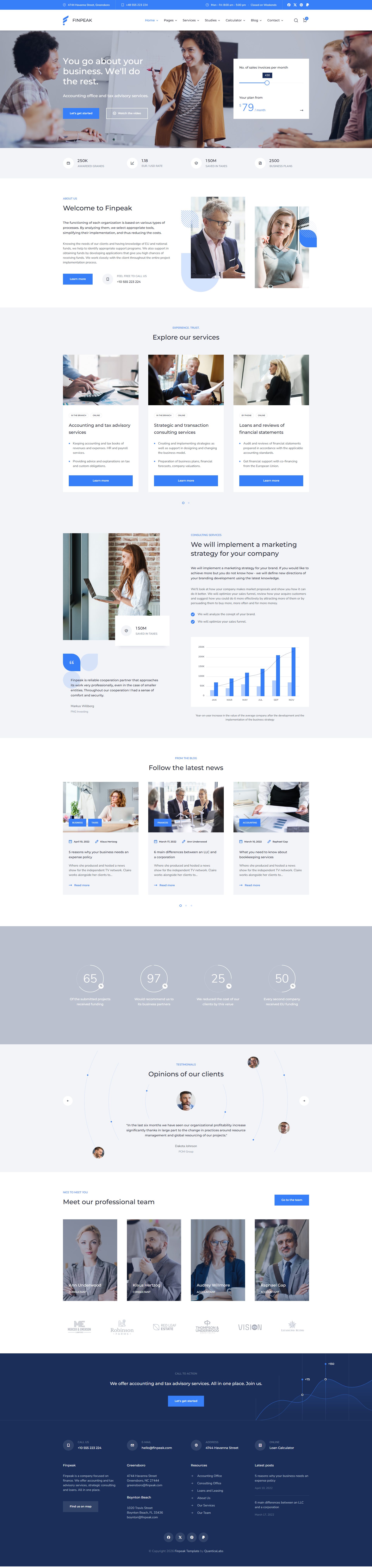 Finpeak – Premium Responsive Accounting & Finance Consulting HTML5 Template theme — Desktop preview