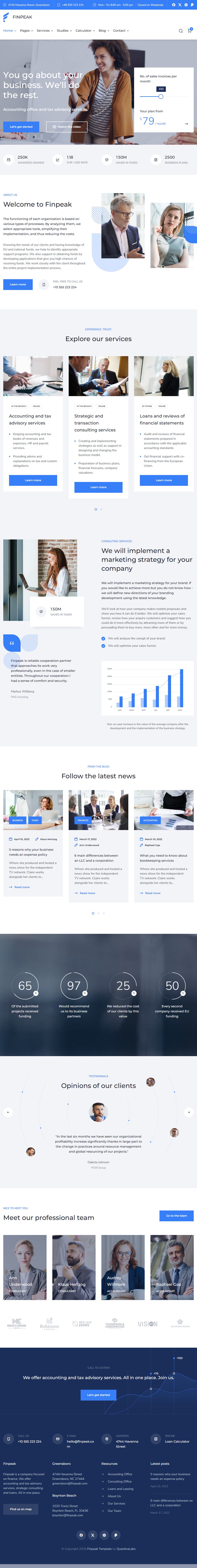 Finpeak – Premium Responsive Accounting & Finance Consulting HTML5 Template theme — Tablet preview