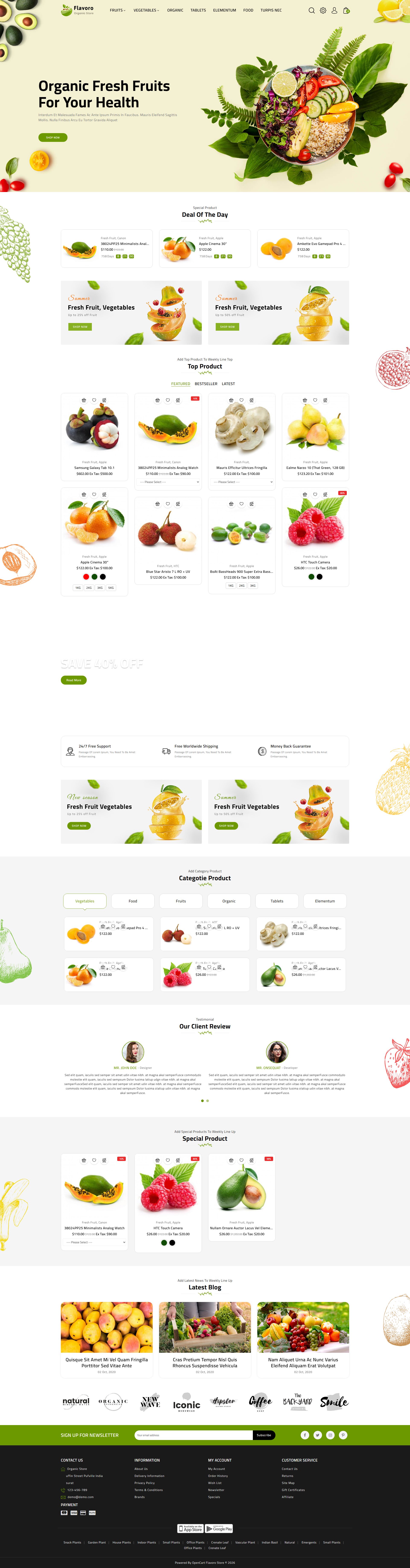 Flavero – Premium Responsive Organic Food OpenCart Theme theme — Desktop preview